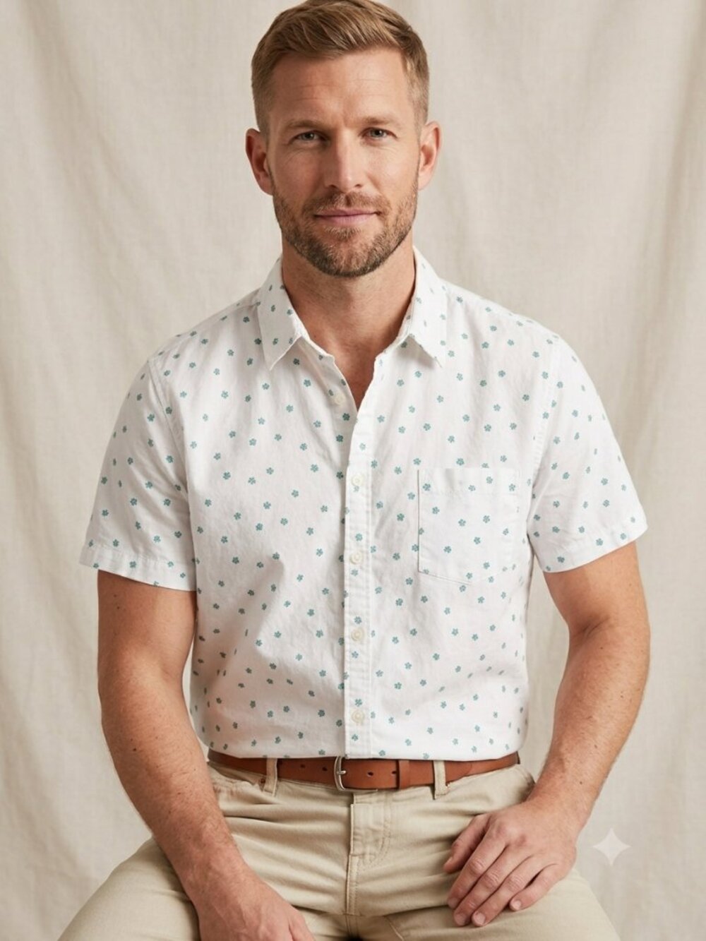 Goodfellow & Co Men’s XXL Slim Fit Short Sleeve Button Down Shirt Floral White